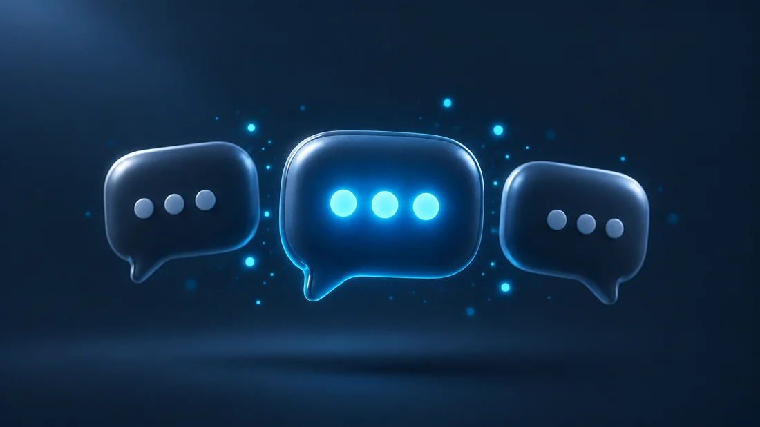 Three glowing message bubbles