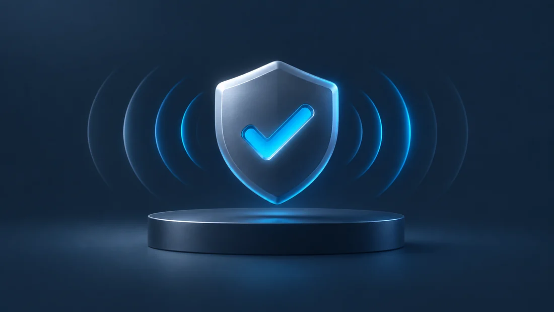 A shield carrying a checkmark