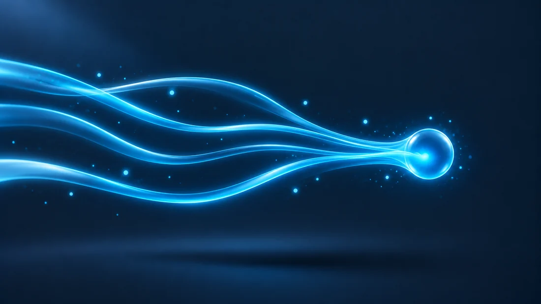 Streams of light converging into a single node